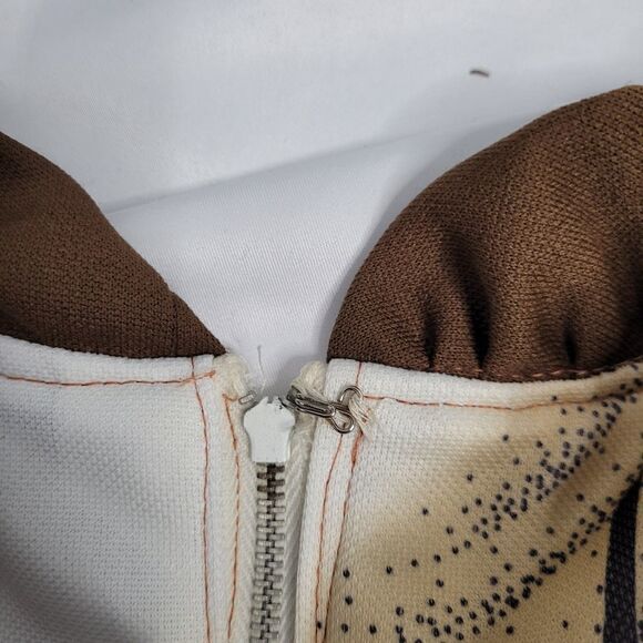 VINTAGE 70s maxi dress ruffle‎ sleeveless brown floral L - Picture 8 of 12